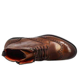 Men's high amphibious brogue boot in tan leather