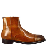 Men's ankle boot in light brown leather with zip closure